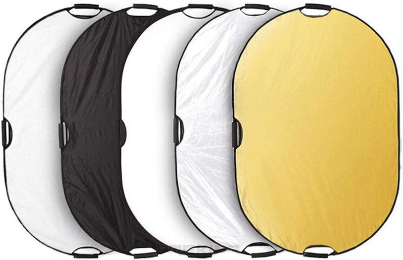 Selens 5-in-1 Oval Reflector with Handle for Photography Photo Studio Lighting & Outdoor Lighting (59 x 78 Inch) - Image 1