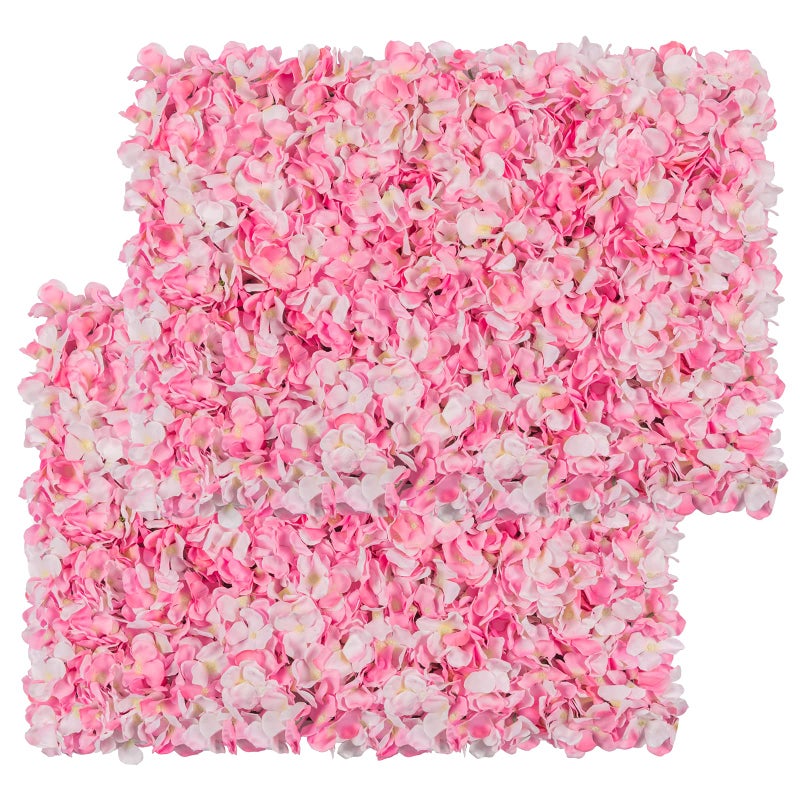 U'Artlines Flower Wall Panel Set, U'Artliens Artificial Wall Flower Backdrop 24x16 Inch 3D Silk Hydrangea Rose Floral Panel for Photo Background Home Party Wedding Backdrop Decoration (2pcs, Pink) - Image 1