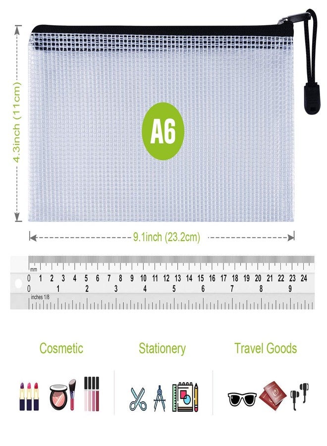 ASTEN 12 Pcs Plastic Mesh Pencil Pouch, Waterproof Tear-Resistant Document File Folders, Zipper Documents Pouch Document Organizer Bags for School Office Business Home Travel Storage(9.25×4.25Inch) - Image 5