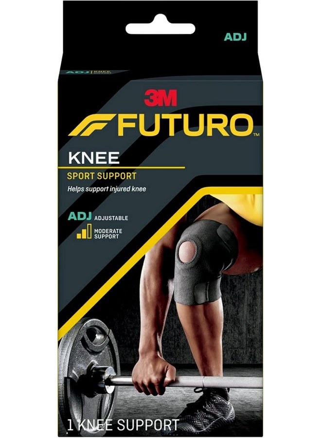 Futuro Sport Knee Support Adjustable size, 1 unit/pack | Dark Grey color | 09039ENR | Helps support injured knee | Moderate support | Knee Support - Image 1