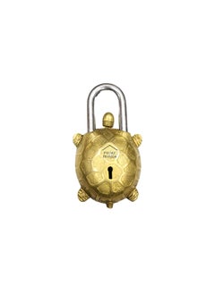 BHAVIKA DECOR BHAVIKA DECOR Brass Padlock Antique Design Door Lock Functional Handcrafted Lock with Keys TurtleGold  - Image 1
