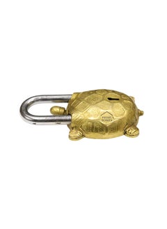 BHAVIKA DECOR BHAVIKA DECOR Brass Padlock Antique Design Door Lock Functional Handcrafted Lock with Keys TurtleGold  - Image 5
