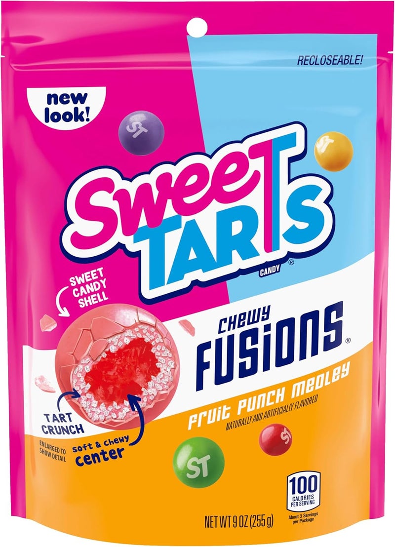 SweeTARTS حلوى سويتارتس تشوي فيوجنز ميدلي بنكهة فواكه، 9 أونصات - Image 1