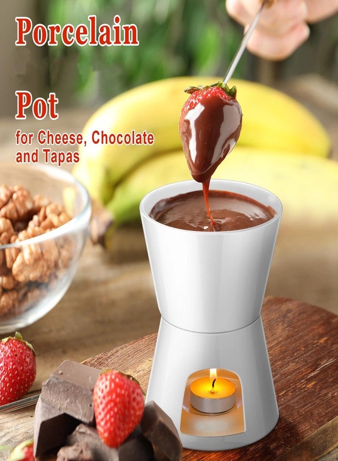 نوجو طقم أواني فوندو من نوجو مكون من 4 قطع، طقم أوعية إذابة صغيرة مع 16 قطعة من الشوكات الصغيرة للجبن والشوكولاتة والمقبلات والزبدة والكراميل (أبيض) - Image 3