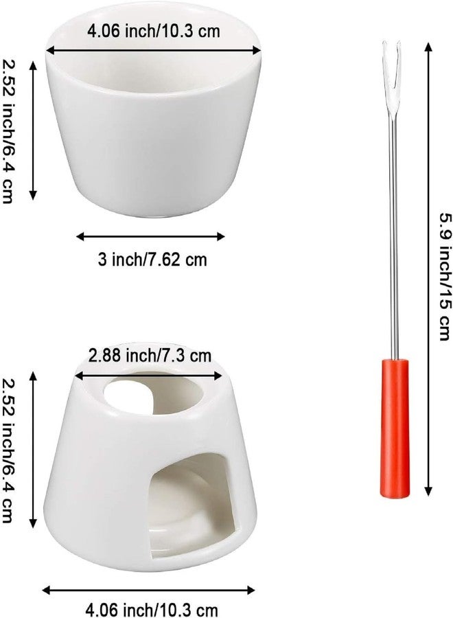 نوجو طقم أواني فوندو من نوجو مكون من 4 قطع، طقم أوعية إذابة صغيرة مع 16 قطعة من الشوكات الصغيرة للجبن والشوكولاتة والمقبلات والزبدة والكراميل (أبيض) - Image 2