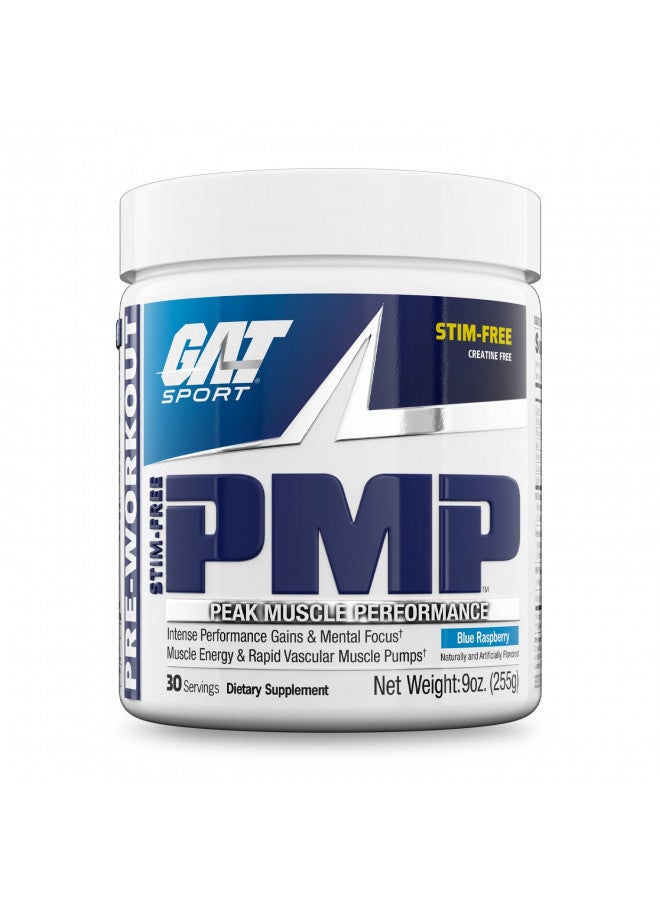 GAT SPORT GAT Sport PMP (Peak Muscle Performance), Pre-Workout, 30 Servings (Blue Raspberry (Stim-Free)) - Image 1