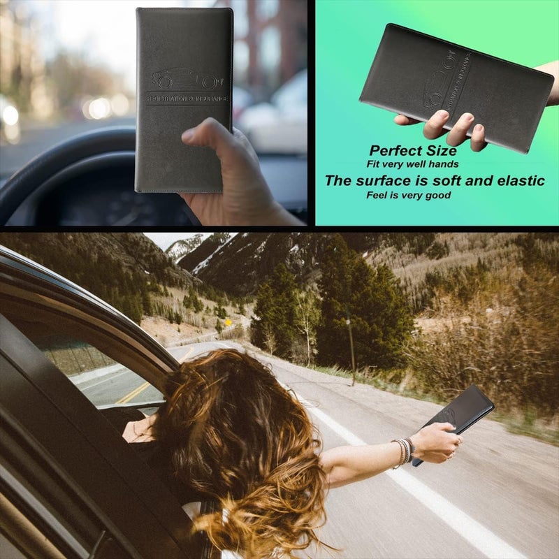 INNPOLE Car Document Holder Durable Leather Vehicle Registration and Insurance Organizer with Multiple Pockets Sleek Design for Easy Access and Secure Storage Fits (BLACK) - Image 5