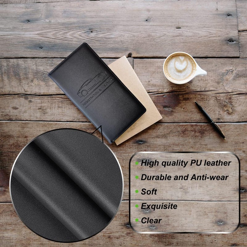 INNPOLE Car Document Holder Durable Leather Vehicle Registration and Insurance Organizer with Multiple Pockets Sleek Design for Easy Access and Secure Storage Fits (BLACK) - Image 4
