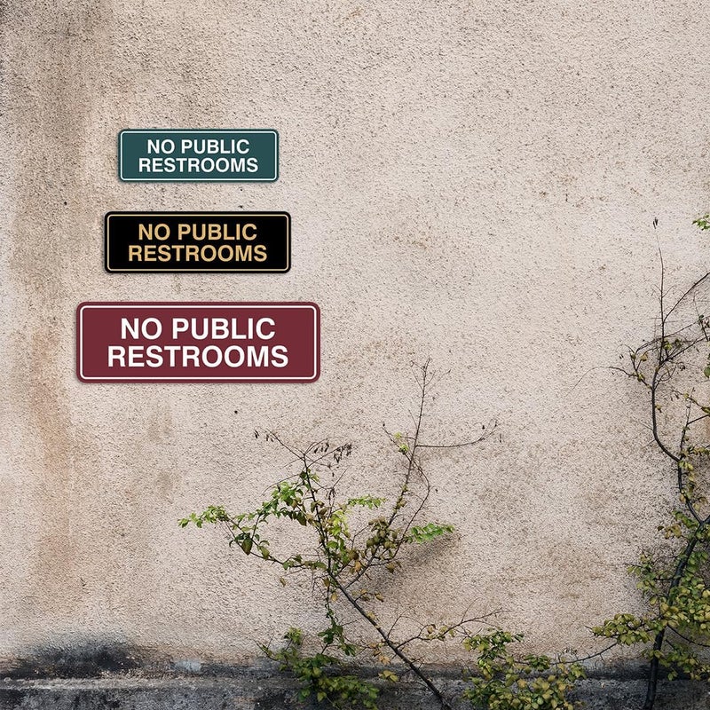 All Quality Standard No Public Restroom Door/Wall Sign - Black - Large - Image 4