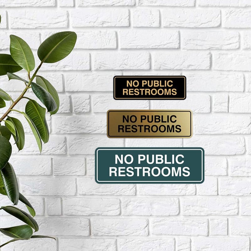 All Quality Standard No Public Restroom Door/Wall Sign - Black - Large - Image 2