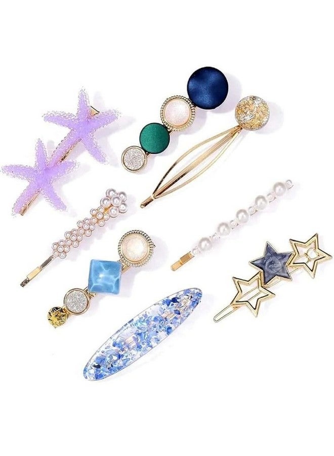 CHRONEX 8 Piece Korean Style Pearl Metal Hair clips, Plastic Pearl Barrettes Hairpin Hair Clip, Hair Claw, Synthentic Hair Extension for Womens & Girls - Image 4