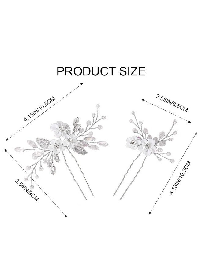 GORAIS Flower Bride Wedding Hair Pins Silver Rhinestone Bridal Hair Pieces Pearl Hair Clips Hair Accessories For Women And Girls (Pack Of 2) - Image 5