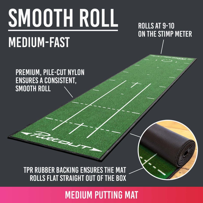 PuttOUT Medium Putting Mat - Perfect Your Golf Putting (7.9ft x 1.6ft)(Green) - Image 4