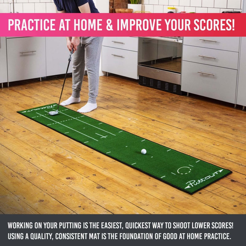 PuttOUT Medium Putting Mat - Perfect Your Golf Putting (7.9ft x 1.6ft)(Green) - Image 3