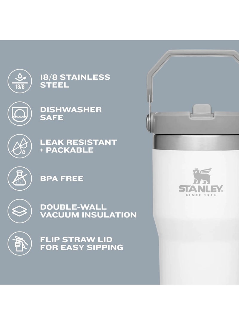 Stanley - Stanley IceFlow Stainless Steel Tumbler - Vacuum Insulated Water Bottle for Home, Office or Car Reusable Cup with Straw Leak Resistant Flip Cold for 12 Hours or Iced for 2 Days, White, 30OZ - Image 1