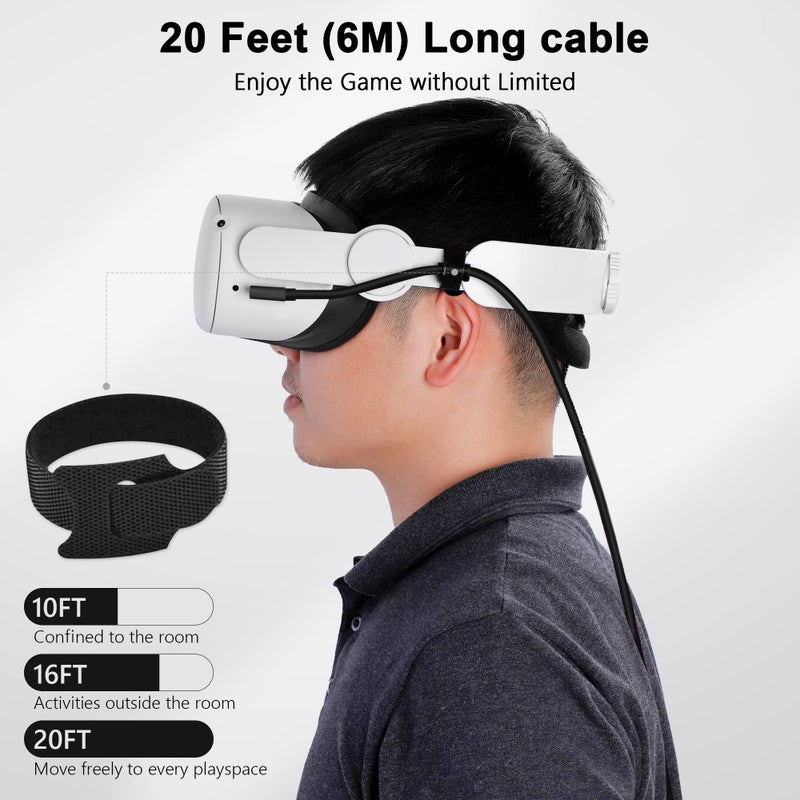 Kuject Compatible for Quest 2 Link Cable 20FT, VR Headset Cable for Quest 2 / Quest 1, USB 3.0 Type C to C High Speed Data Transfer Charging Cord for Gaming PC & USB C Chargers - Image 5