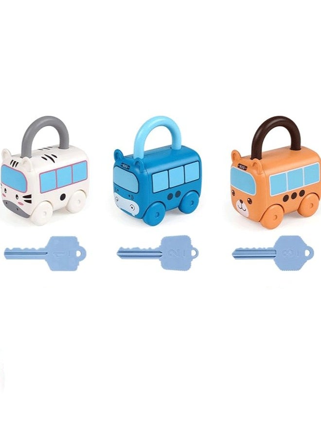 3Pcs Kids Learning Locks Toys with Key, Lock Toys for Toddlers and Key Matching Toy, Toy Keys and Letter Locks for Kids Educational Puzzle Games 3-6 Year Olds  - Image 1