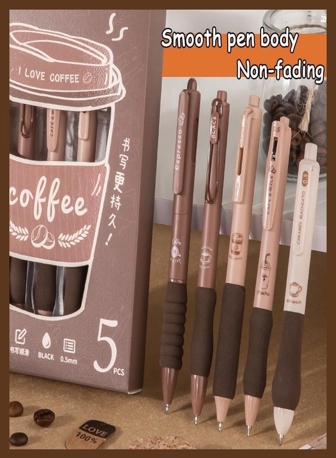SAMVARDHAN 0.5mm Gel Pens Retractable Quick Dry Ink Fine Point Smooth Writing Pens for School Office Supplies Black ink (Pack of 5) (Coffee) - Image 5