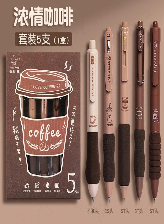SAMVARDHAN 0.5mm Gel Pens Retractable Quick Dry Ink Fine Point Smooth Writing Pens for School Office Supplies Black ink (Pack of 5) (Coffee) - Image 2