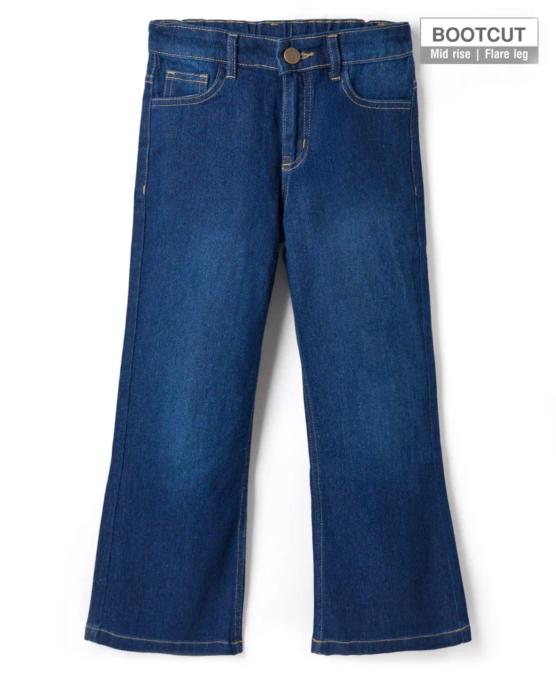 Pine Kids Pine Kids Denim Woven Full Length Washed Jeans With Stretch - Dark Blue