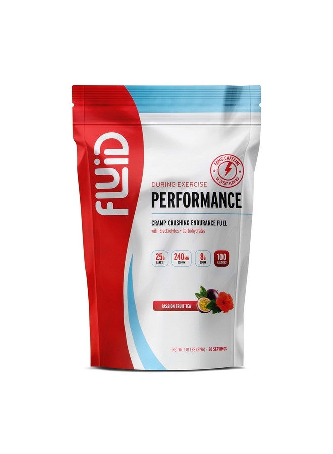 Fluid Performance - Low Sugar Endurance Fuel Sports Drink Mix with Electrolytes, All Natural Ingredients, Gluten-Free for Before or During Exercise (Passion Fruit Tea w/50mg Caffeine, 30 Serving) - Image 1