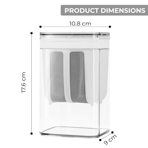 SUEFOR 1100ml Yogurt Filter Strainer & Greek Yogurt Maker - Multi-Functional Curd Strainer, Hung Curd Maker with Fine Mesh Bag & Lid for Homemade Greek Yogurt, Curd and Cheese, 10.8X9X17.6 Cm, White - Image 3