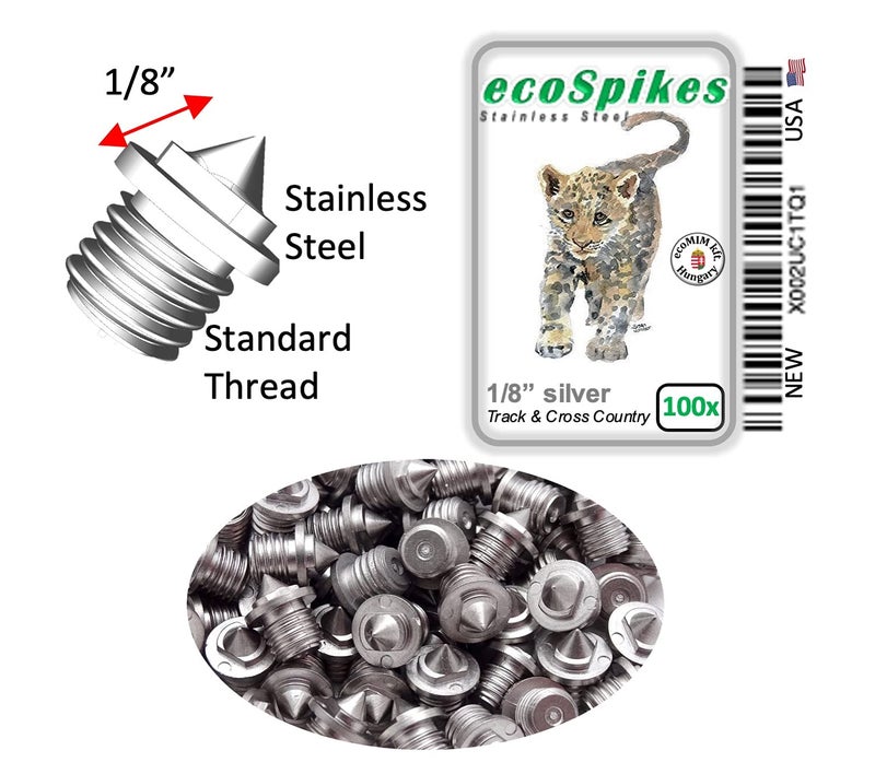 ecoSpikes Stainless Steel Track and Cross Country Spikes (1/8" Silver, 100x) - Image 2