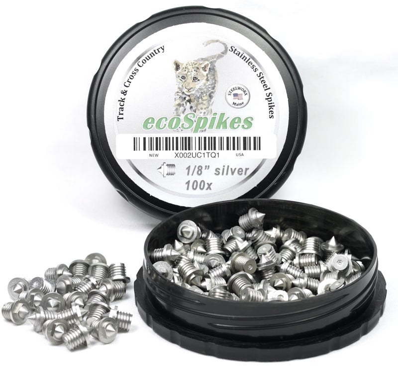 ecoSpikes Stainless Steel Track and Cross Country Spikes (1/8" Silver, 100x) - Image 1