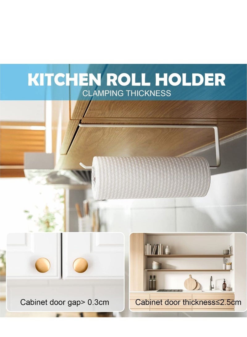Kitchen Roll Holder Under Cabinet, 2Pcs Paper Towel Countertop, Self-Adhesive Wall Mounted Rack, Holders for Bathroom, Washroom, Toilet, - Image 5