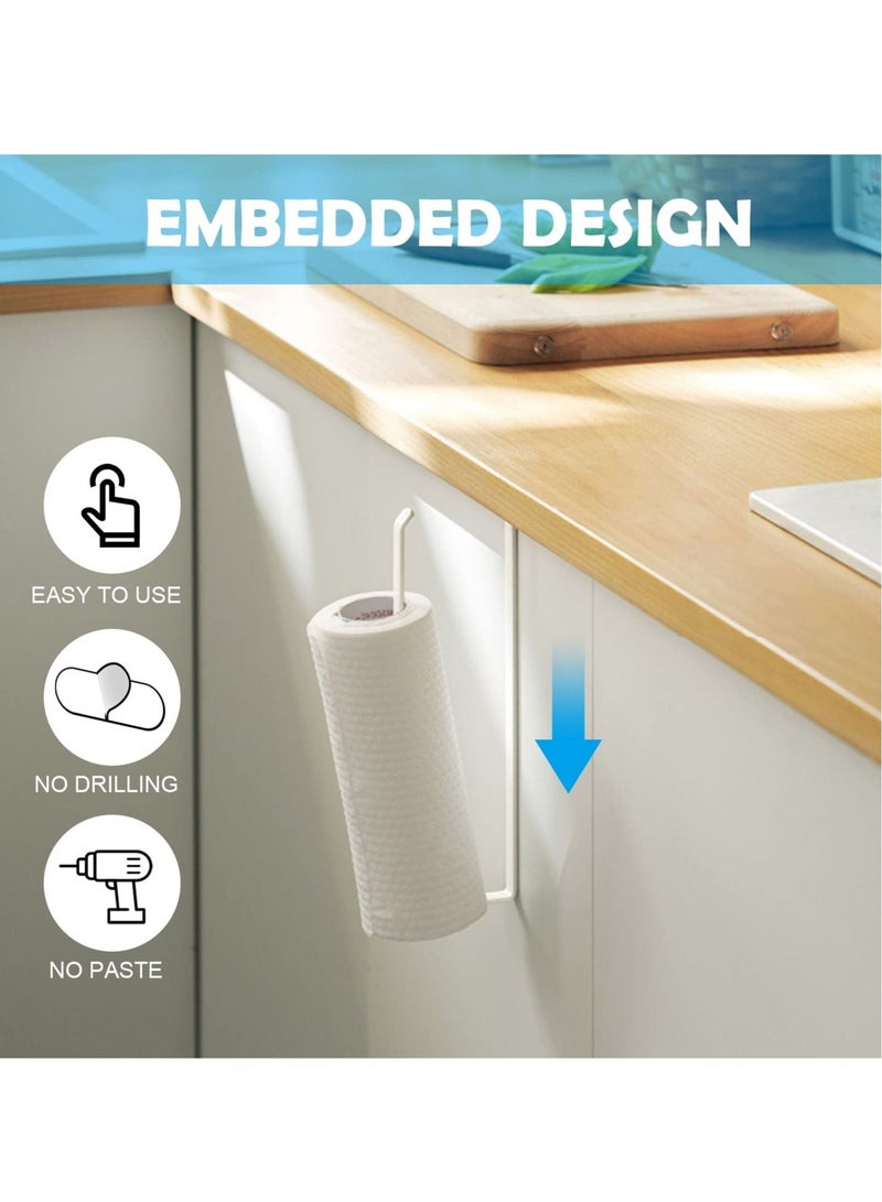 Kitchen Roll Holder Under Cabinet, 2Pcs Paper Towel Countertop, Self-Adhesive Wall Mounted Rack, Holders for Bathroom, Washroom, Toilet, - Image 3