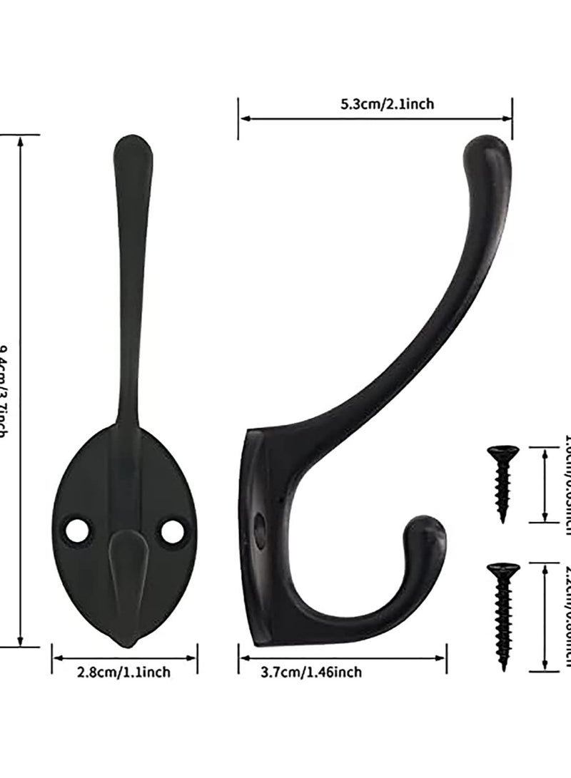 Door Hooks, 10 Pack Matte Black Coat Hooks Heavy Duty Dual Coat Hooks Wall Mounted Utility Black Not Rust Hooks for Coat, Robe, Scarf, Bag, Towel, Key, Hat and More - Image 5