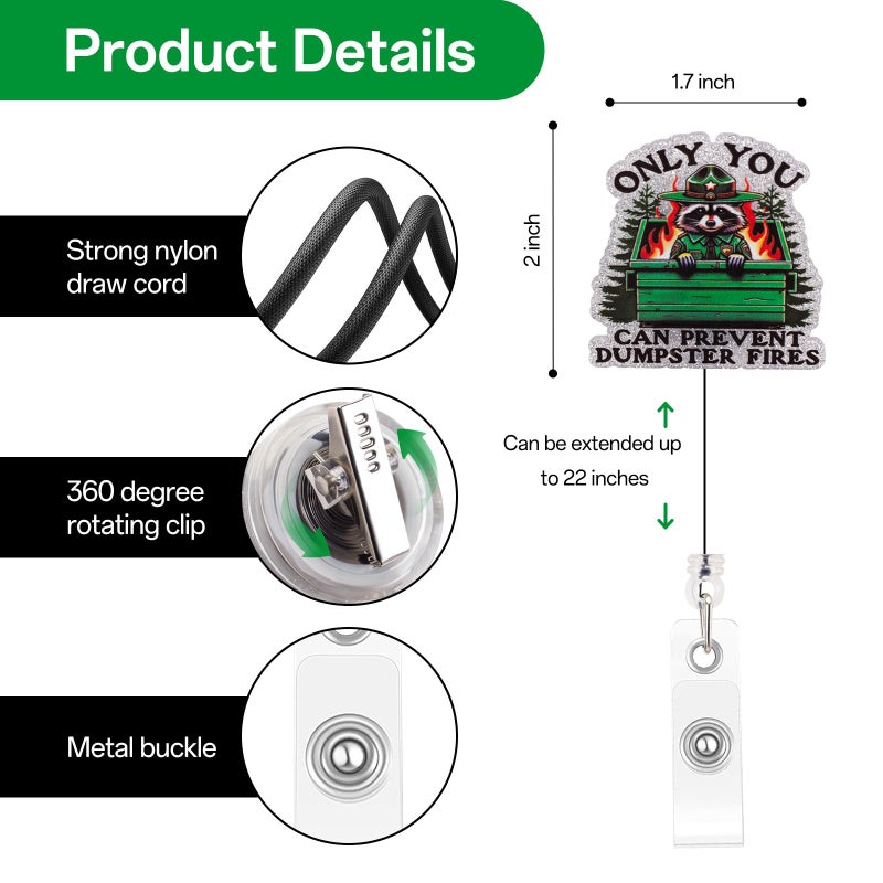 Kimoli Funny Dumpster Fire Nurse Badge Reel, Cute Nursing Badge Reel Retractable Healthcare Id Card Holder with Clip for Medical Assistant Worker Doctor Teacher Nurse Gifts - Image 2