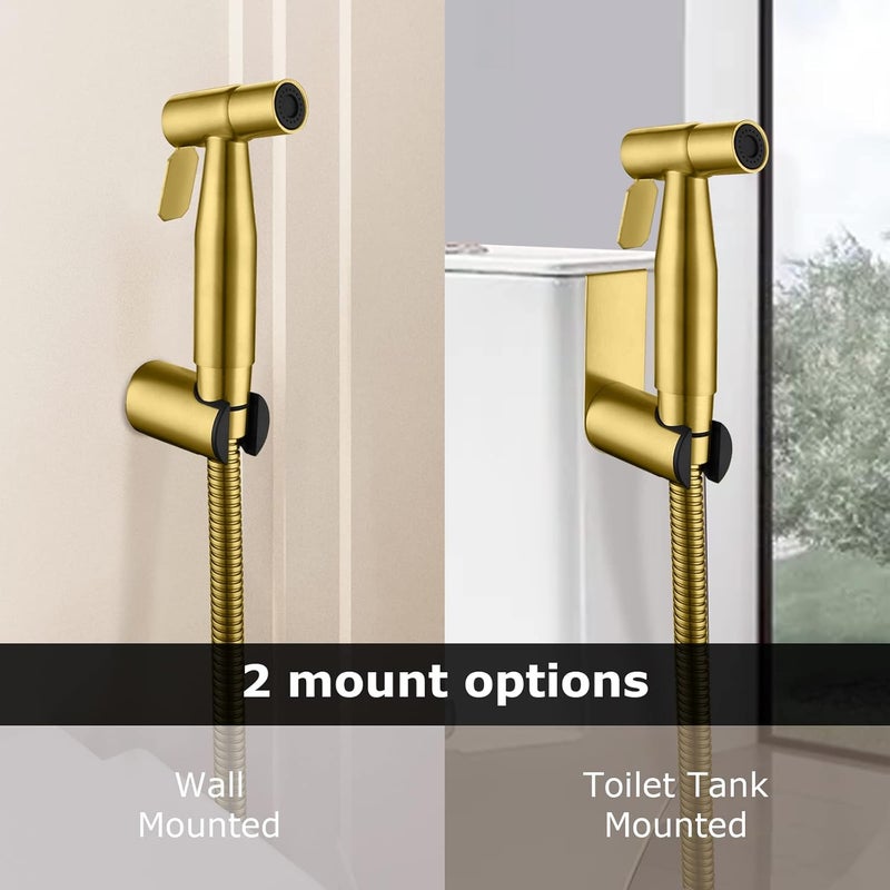 LOSCHEN Bidet Sprayer kit for Toilet,Hand Held Sprayer Shattaf Toilet Attachment Stainless Steel for Pet Bath/Personal Hygiene/Bathroom,Easy to Install with T-Adapter（Gold） - Image 4