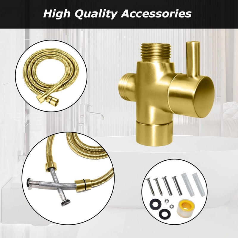 LOSCHEN Bidet Sprayer kit for Toilet,Hand Held Sprayer Shattaf Toilet Attachment Stainless Steel for Pet Bath/Personal Hygiene/Bathroom,Easy to Install with T-Adapter（Gold） - Image 3