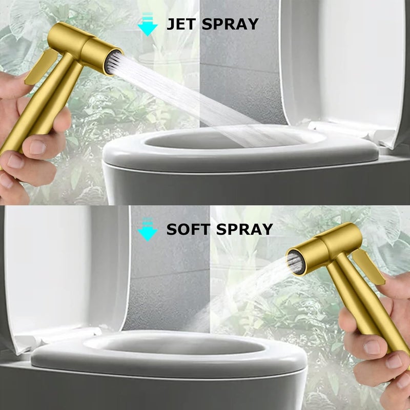 LOSCHEN Bidet Sprayer kit for Toilet,Hand Held Sprayer Shattaf Toilet Attachment Stainless Steel for Pet Bath/Personal Hygiene/Bathroom,Easy to Install with T-Adapter（Gold） - Image 5
