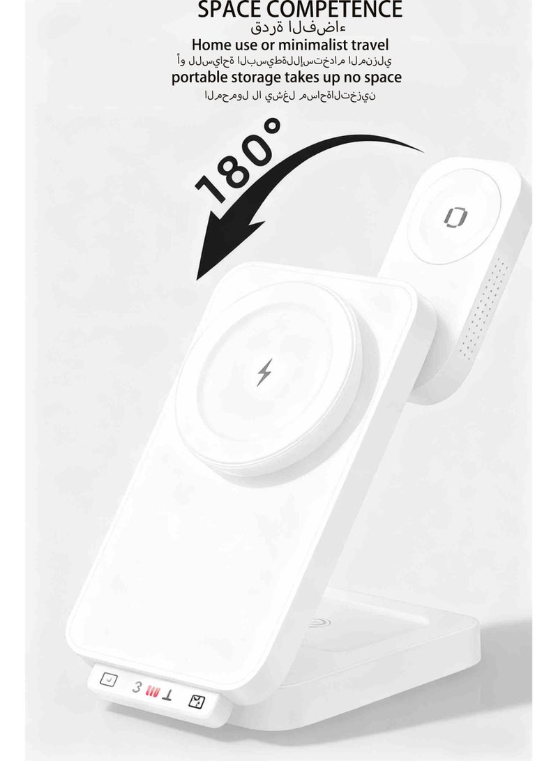 ألترون ALTRONE 3 في 1 قاعدة شحن لاسلكية قابلة للطي مع حامل شاحن مغناطيسي لأجهزة متعددة - متوافق مع iPhone 17/16/15/14/13/12، متوافق مع Watch Series 2–9/SE/Ultra 2، متوافق مع AirPods 4/3/2/Pro 1/2/3 - Image 3