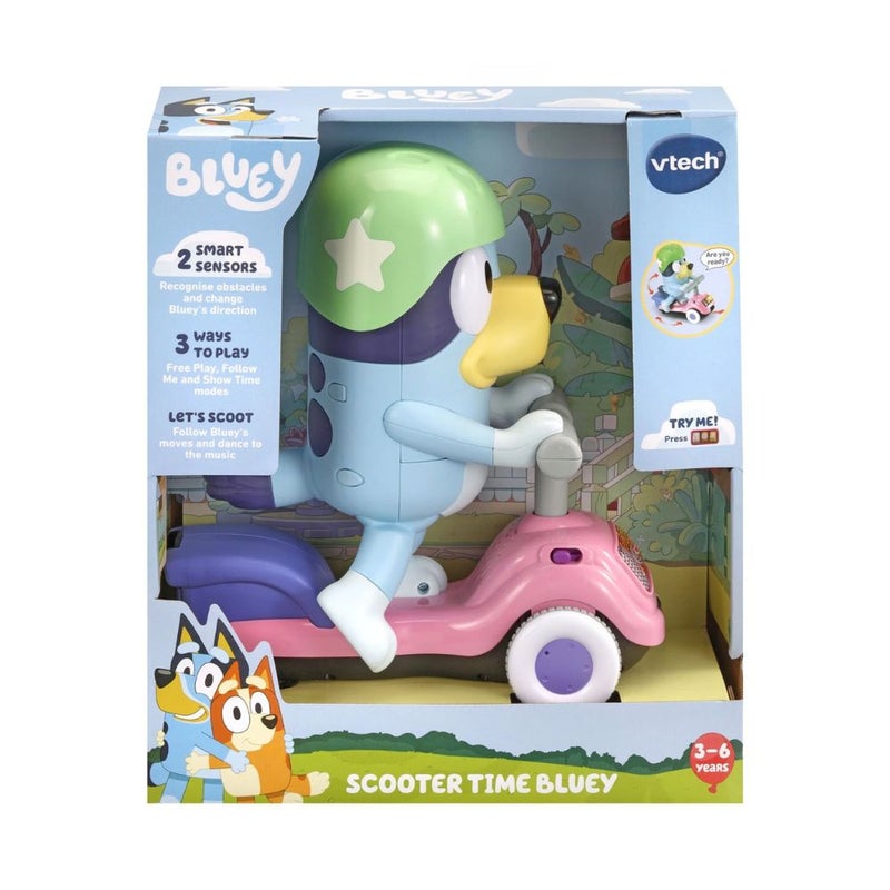 VTech Bluey Scooter Time Bluey (Blue) | | Grab your helmet—it’s time to play and explore with Scooter Time Bluey | Interactive Toddler Toy with Music, Sounds and Phrases from the TV show, Educational Learning | Ideal Gift for Kids 3, 4, 5 + Years - Image 1