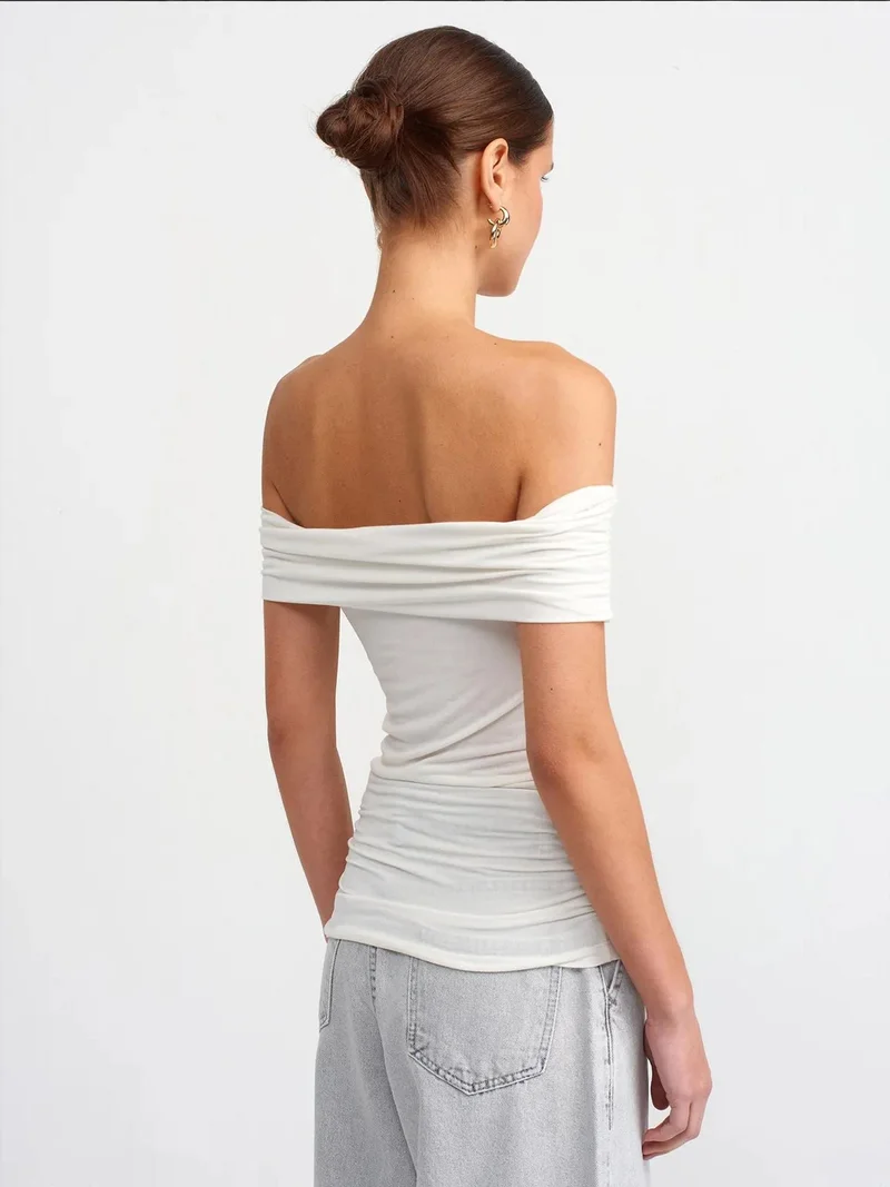 HICCUP Off Shoulder Ruched Bodycon Top