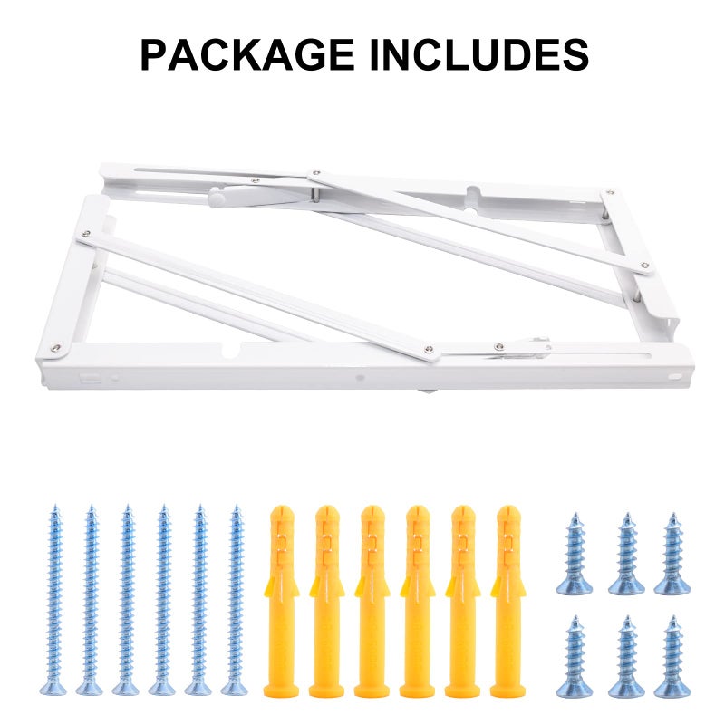 YUMORE Folding Shelf Brackets, 16 Inch Heavy Duty Collapsible Shelf Bracket, White DIY L Bracket for Workbench Folding Table Hinge, Max Load: 330lb, Pack of 2 - Image 5