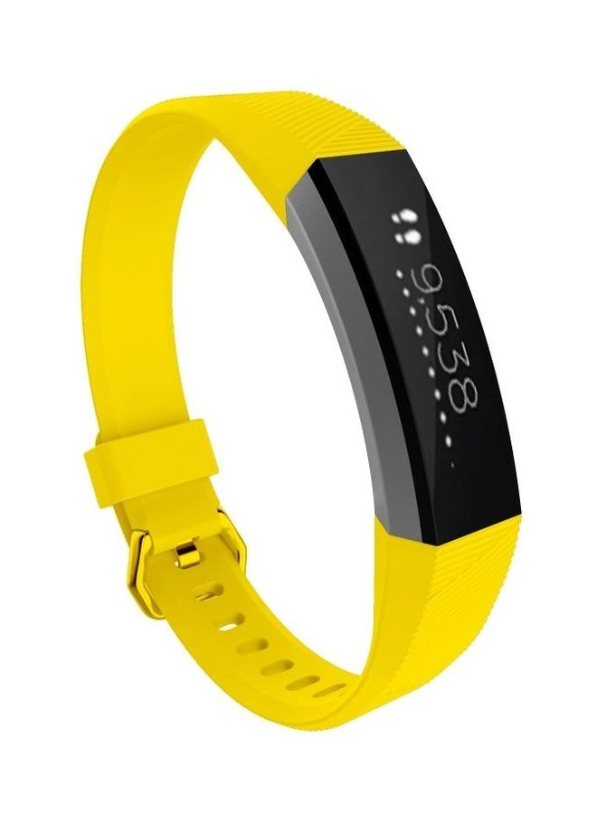 NIBEMINENT Replacement Solid Colour Silicone Wrist Strap Band for Fitbit Alta/HR Yellow - Image 2