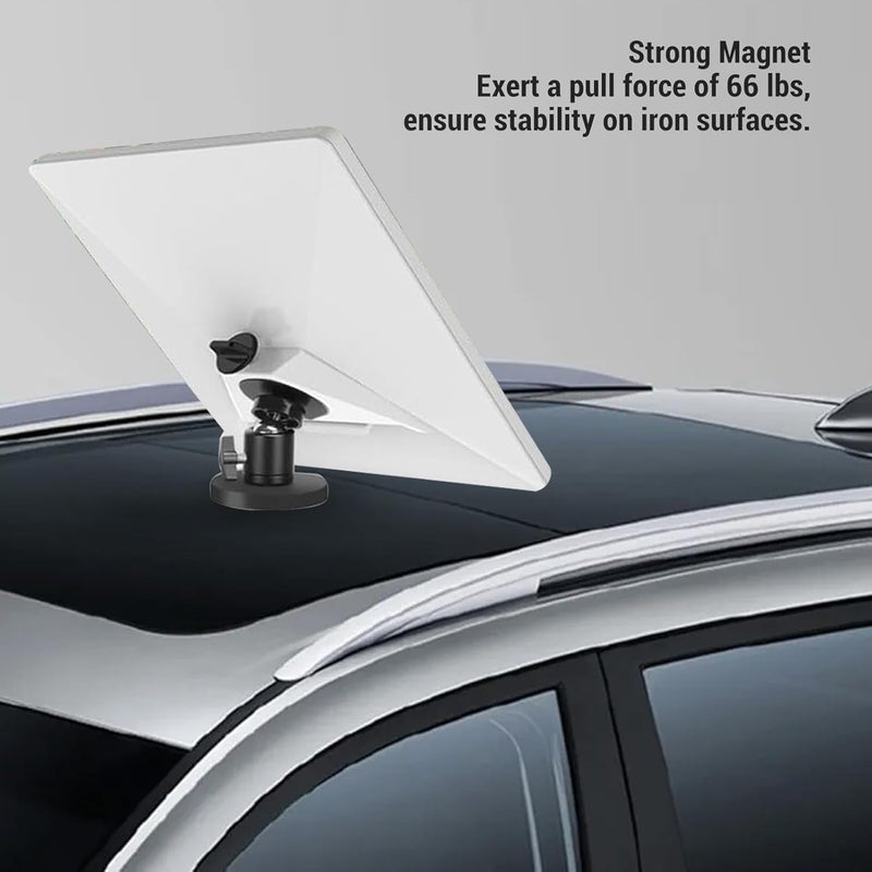 Satellite Magnetic Car Mount Magnetic Roof Rack Mount Aluminum Alloy Wind Proof 66lbs Strong Load Bearing for Iron Surfaces Car RV Trailer Campervan Yacht with Protective Rubber - Image 2