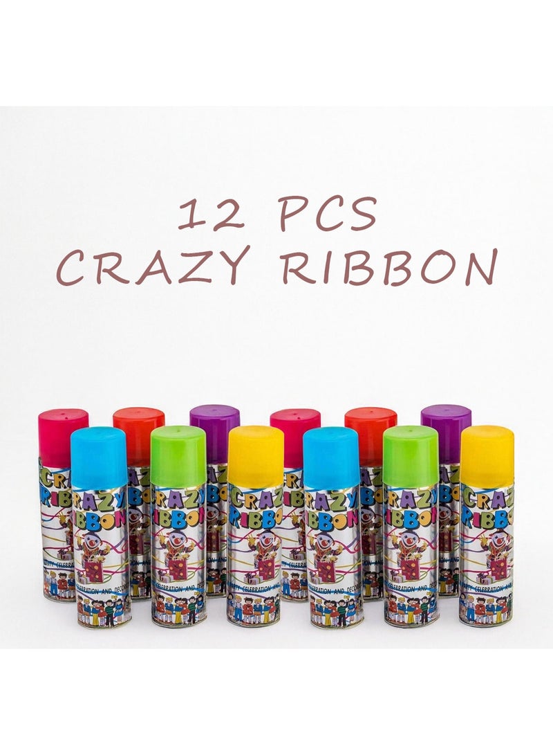 BEYTOR Party Spray Combo Pack 24 Pcs – 12 Snow Spray + 12 Colored Crazy Ribbon String Spray for Kids Parties, Events & Decorations - Image 2
