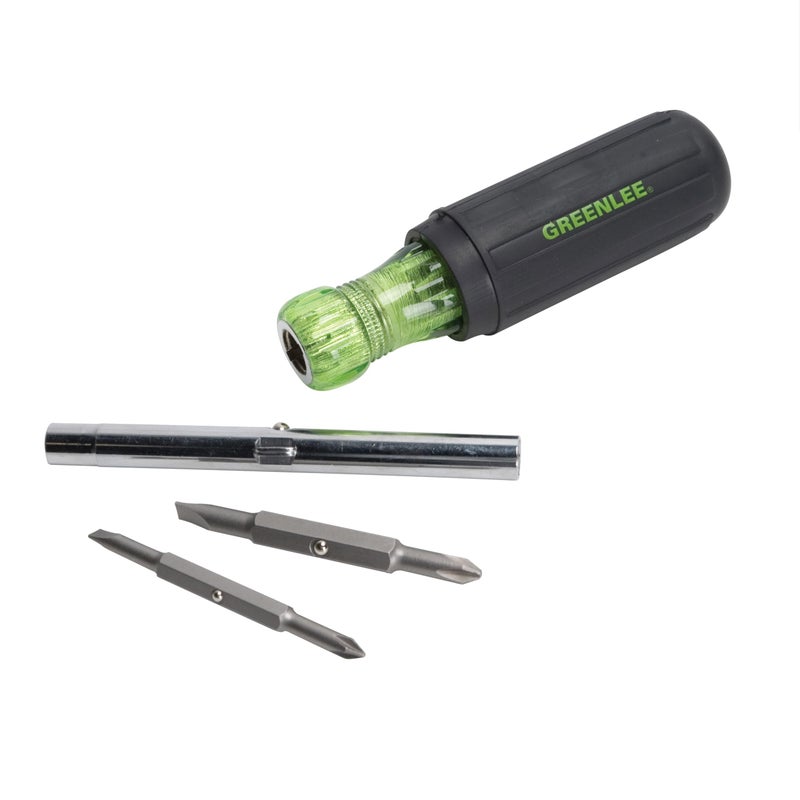 Greenlee 015342C 6in1 MultiTool Screwdriver with FlatTip Phillips and Hex Bits