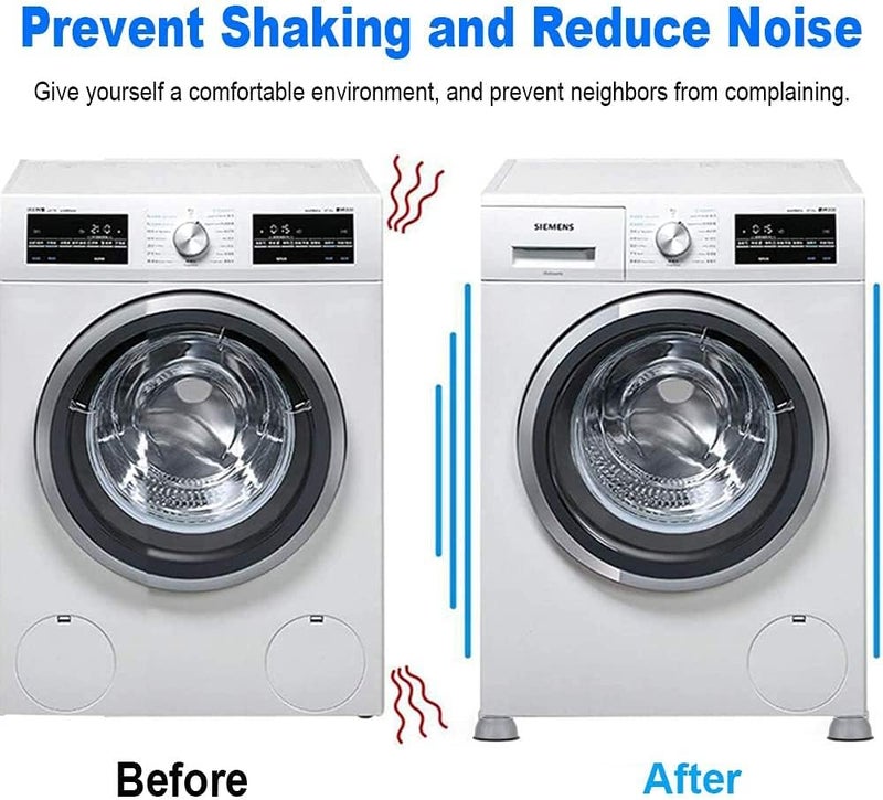 SHOWAY 4 Pcs Shock Noise Cancelling Washing Machine Support, Washer and Dryer Anti-Vibration Pads, Slip Anti Vibration and Noise Reducing Rubber Washing Machine Feet Pads - Image 3