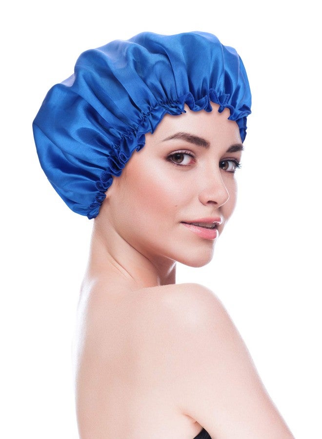 Blulu 3 Pieces Large Sleep Cap Satin Bonnet Night Sleeping Soft Hair Turbans for Women and Girls(Sapphire Blue, Coffee, Peacock Blue) - Image 4