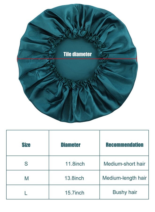 Blulu 3 Pieces Large Sleep Cap Satin Bonnet Night Sleeping Soft Hair Turbans for Women and Girls(Sapphire Blue, Coffee, Peacock Blue) - Image 3