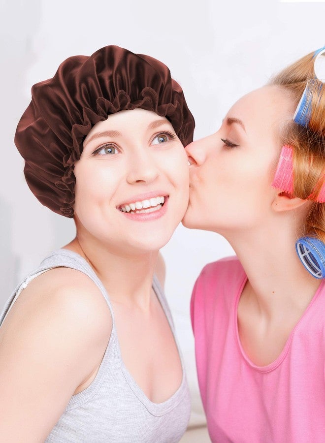 Blulu 3 Pieces Large Sleep Cap Satin Bonnet Night Sleeping Soft Hair Turbans for Women and Girls(Sapphire Blue, Coffee, Peacock Blue) - Image 2