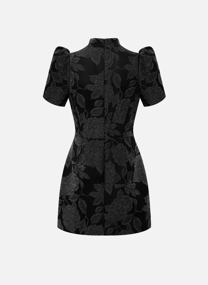 Lichi  Fitted mini dress with textured floral pattern for Women | Best Price UAE