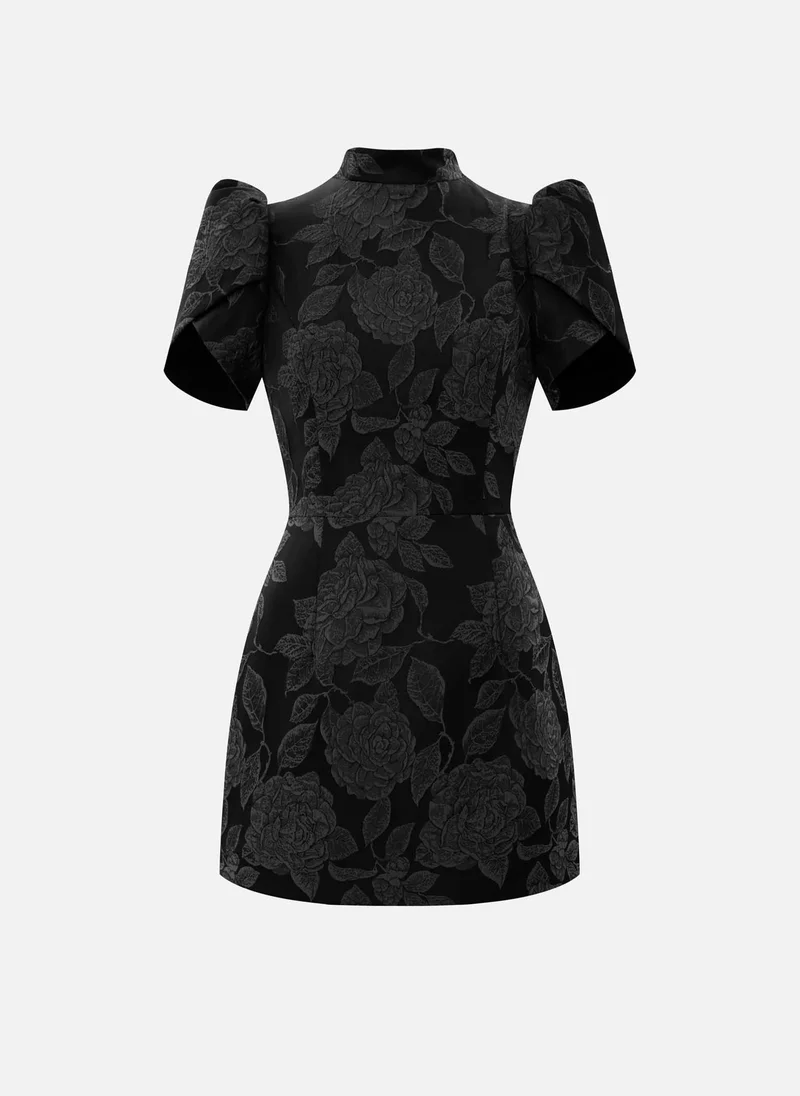 Lichi  Fitted mini dress with textured floral pattern for Women | Best Price UAE