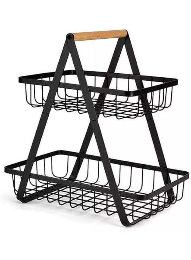 Luxury fruit stand with a sturdy, high-quality, two-tier design – a stylish and organized addition to your kitchen or dining room. HA - Image 1